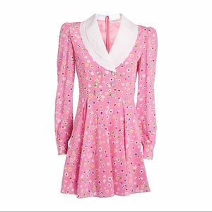 ALESSANDRA RICH Heart And Flower Crepe De Chine Mini Dress